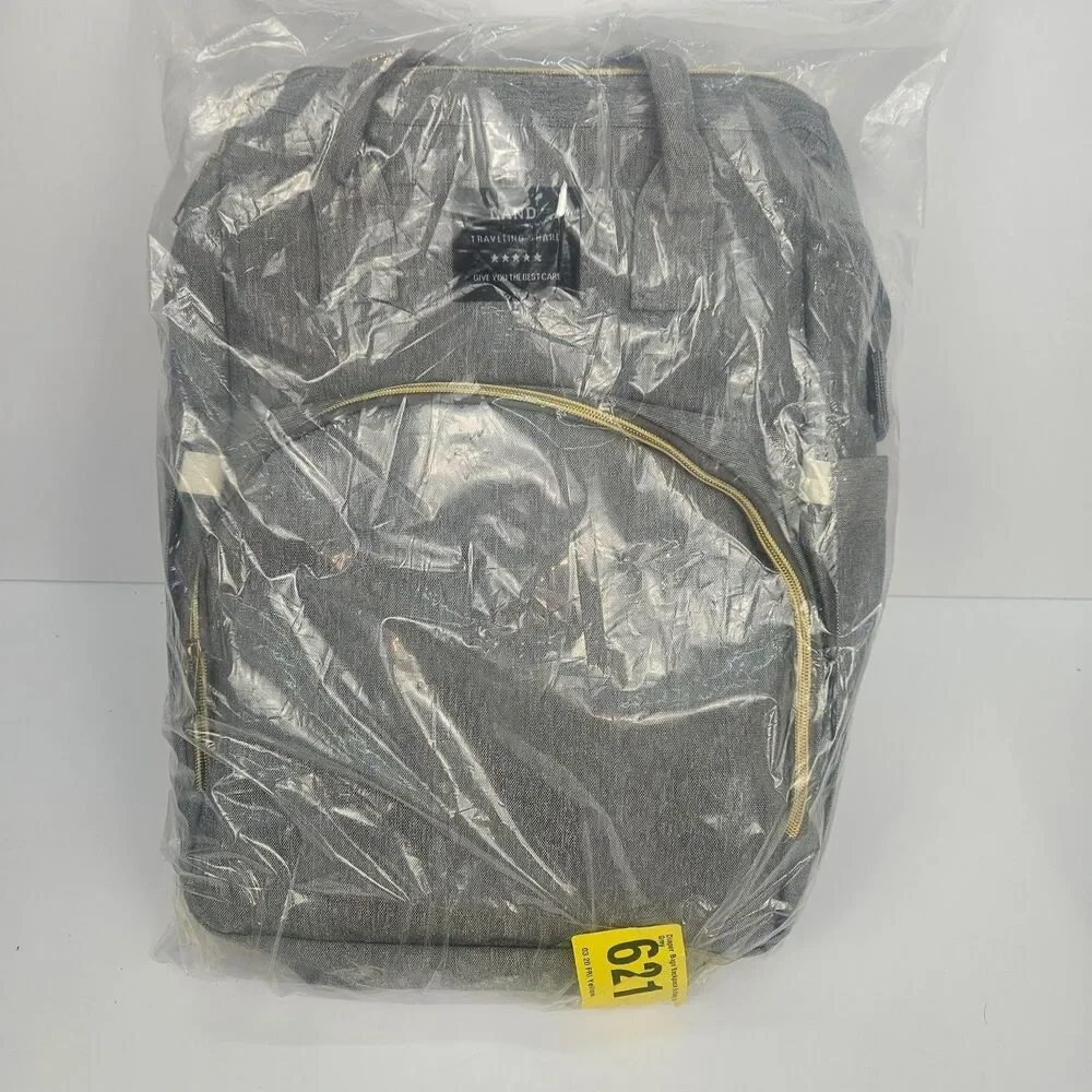 Land Backpack Diaper Bag Unisex Gray Multi Compartments Travel Canvas Tote